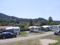 Blick vom Camping Badenweiler auf die Burg Baden